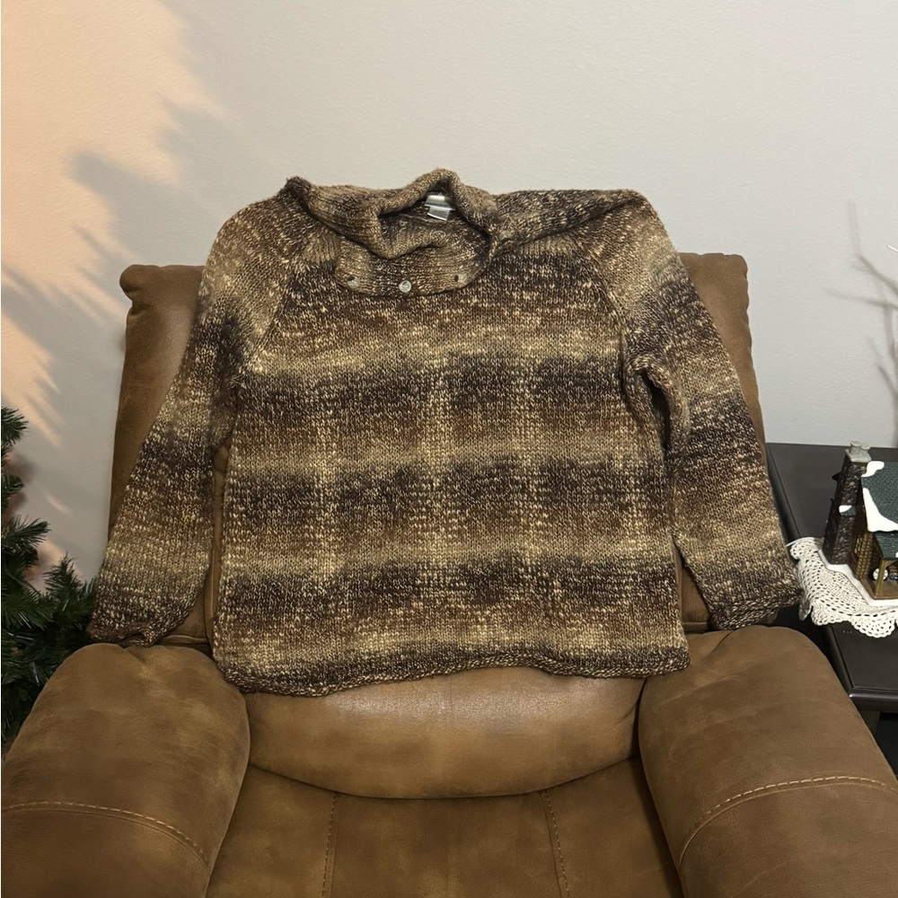 Fashion Bug Brown Cowl Neck Sweater with Earthy Tones